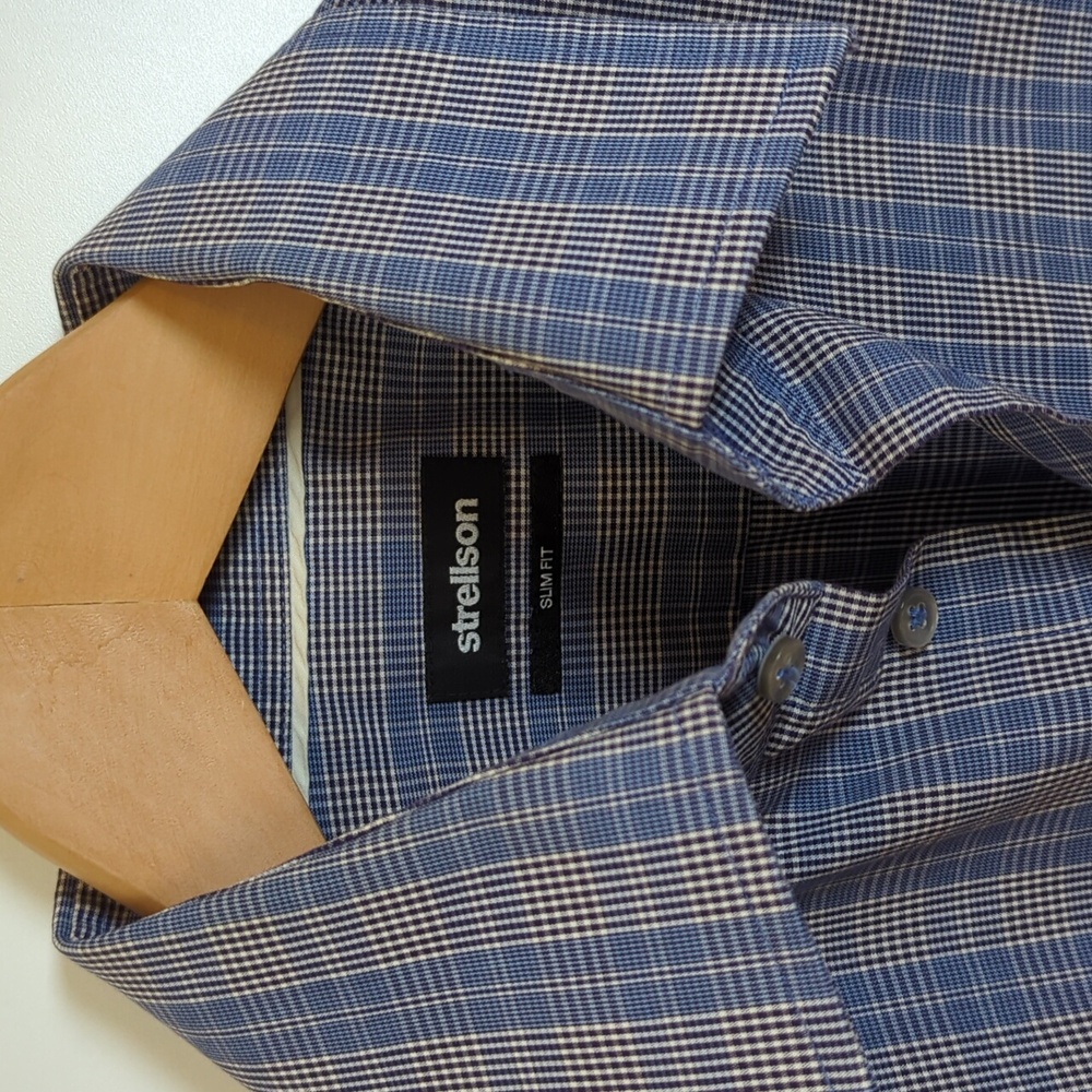 Strellson Blue Plaid Check Men's Dress Shirt 15 (38)